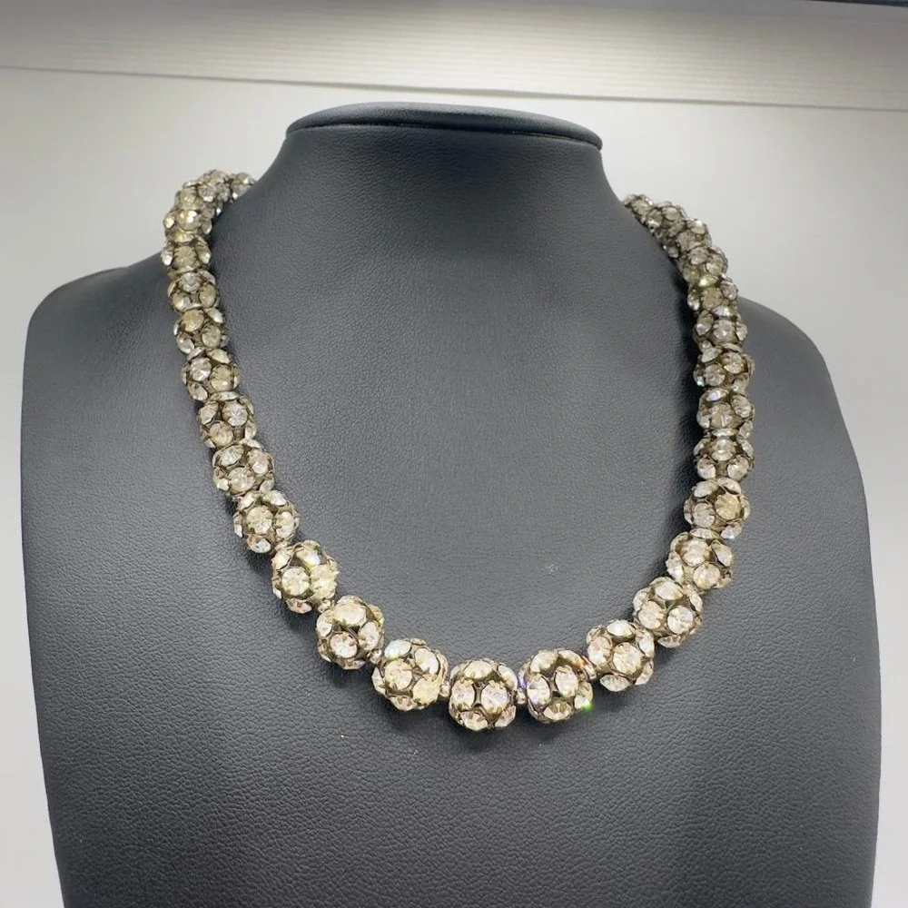 Vintage Rhinestone Necklace Disco Ball Style 16